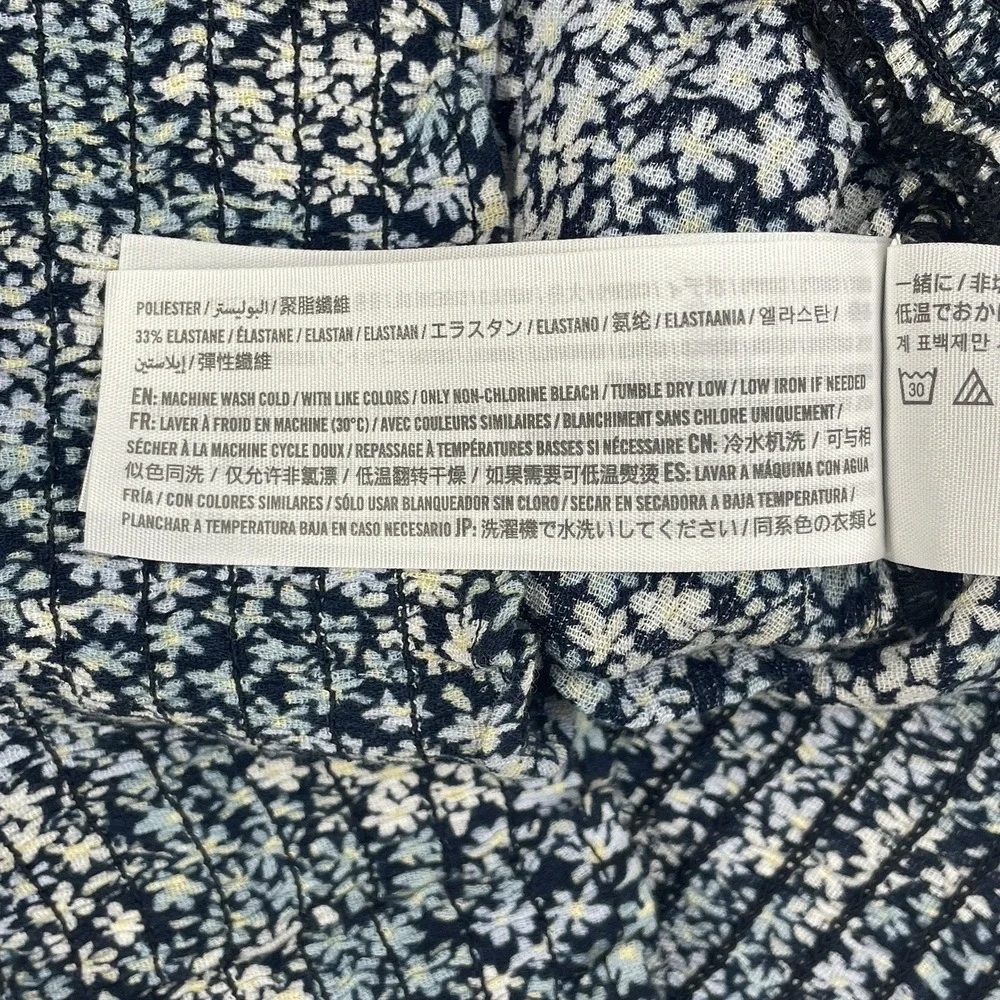 Abercrombie & Fitch Ditsy Floral Smocked Blouse Women's S Puff Sleeve Cropped